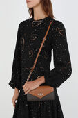 תמונת כל הלוק של Jet Set Charm Three-Tone Logo Crossbody Bag in Brown and White